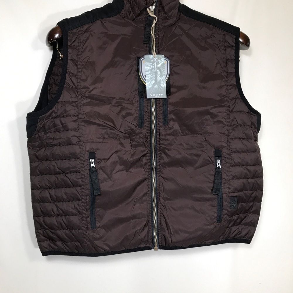 Youth STS Ranchwear Western Puffer Vest Brown Size XLarge - Picture 2 of 11